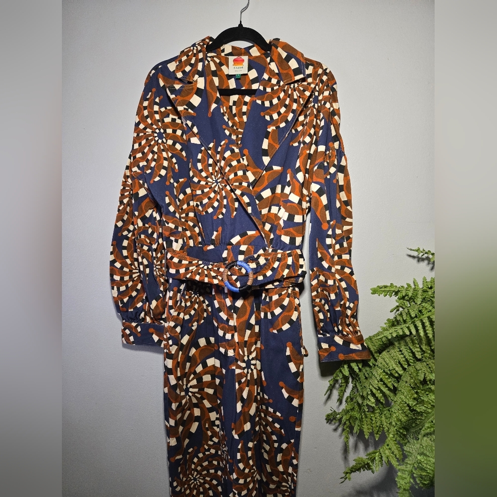 FARM Rio Blue and Brown Swirl Jumpsuit - Picture 2 of 11
